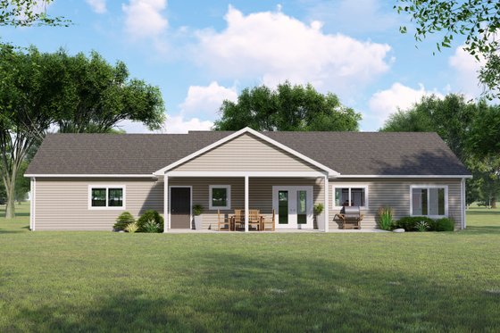 Exterior - Rear Elevation for Ranch House Plan #1064-135 - 3 bed, 2 bath
