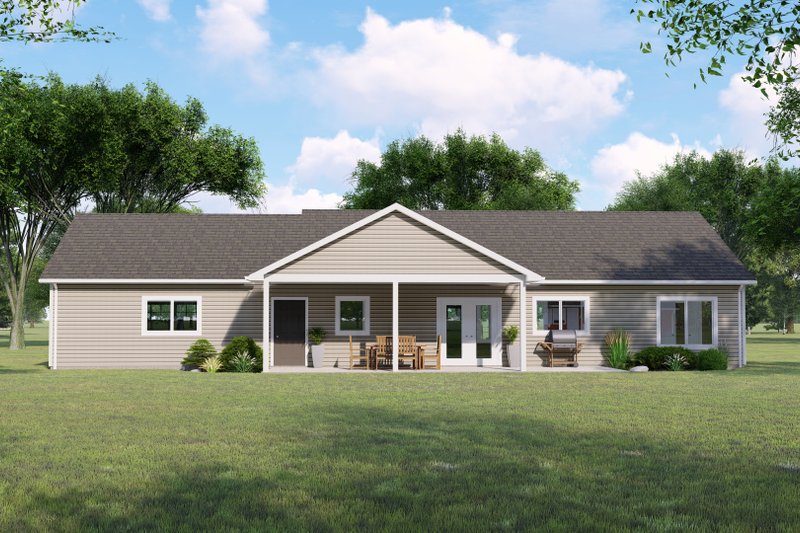 House Blueprint - Exterior - Rear Elevation for Ranch House Plan #1064-135 - 3 bed, 2 bath