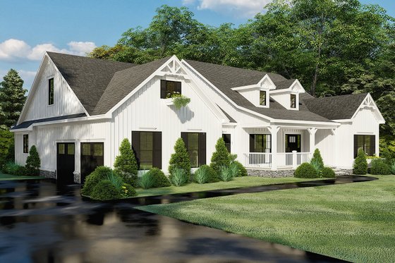 Exterior - Front Elevation 3 for Farmhouse House Plan #923-157 - 4 bed, 2.5 bath
