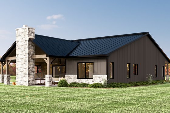 Exterior - Rear Elevation 4 for Ranch House Plan #1064-191 - 3 bed, 2 bath