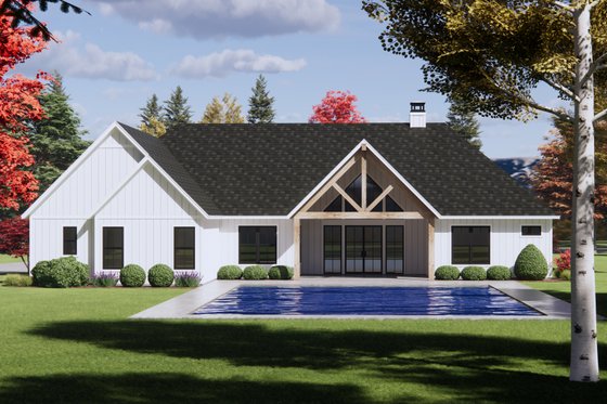 Exterior - Rear Elevation for Farmhouse House Plan #1096-127 - 4 bed, 3.5 bath