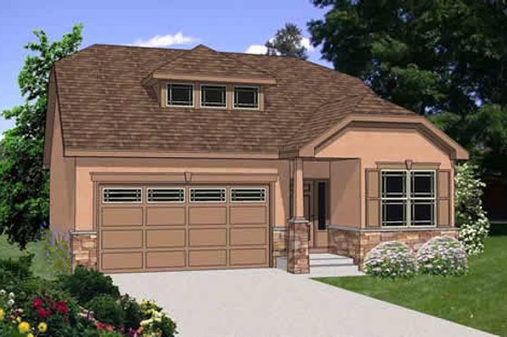 Exterior - Front Elevation 3 for Ranch House Plan #116-270 - 3 bed, 2.5 bath