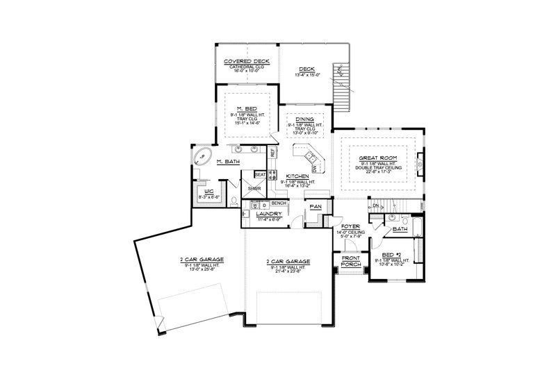 Home Plan - Floor Plan - Main Floor for Country House Plan #1064-368 - 2 bed, 2 bath