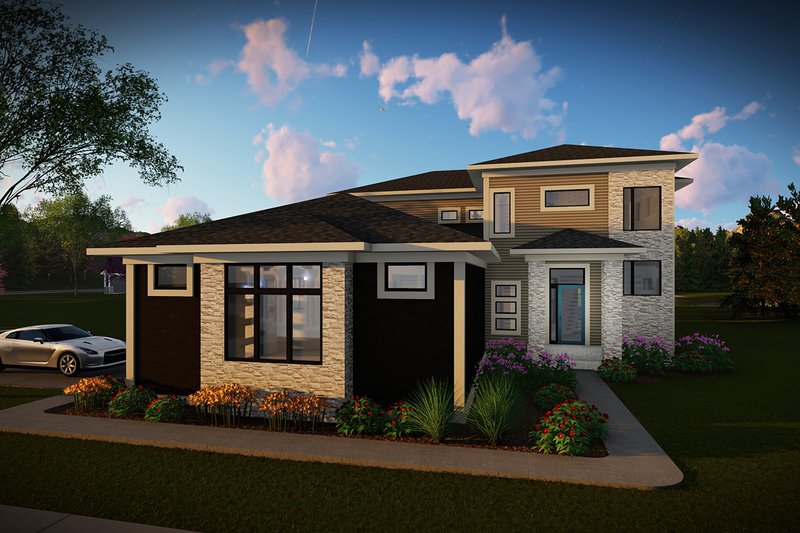 Home Plan - Contemporary Exterior - Front Elevation Plan #70-1496
