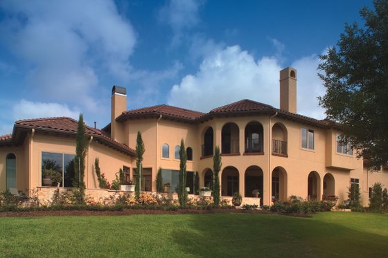 Exterior - Rear Elevation 1 for Mediterranean House Plan #20-2166 - 5 bed, 6 bath