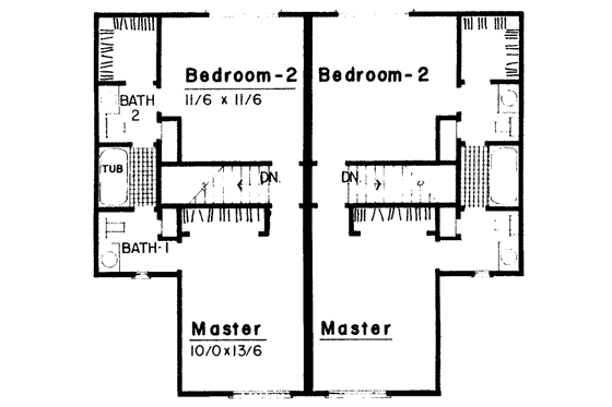 Floor Plan - Upper Floor for Modern House Plan #303-209 - 2 bed, 3 bath