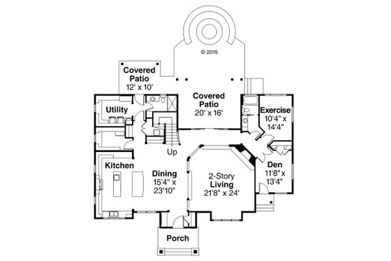Floor Plan - Main Floor for Craftsman House Plan #124-1000 - 3 bed, 4 bath