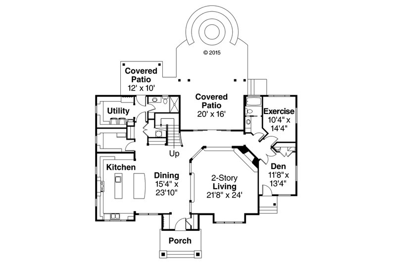 House Blueprint - Floor Plan - Main Floor for Craftsman House Plan #124-1000 - 3 bed, 4 bath
