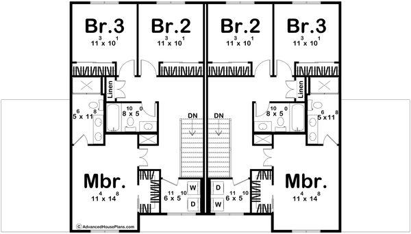 Home Plan - Floor Plan - Upper Floor for Farmhouse House Plan #455-808 - 3 bed, 2.5 bath