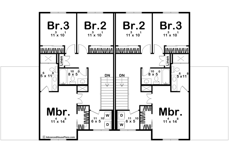 Home Plan - Floor Plan - Upper Floor for Farmhouse House Plan #455-808 - 3 bed, 2.5 bath