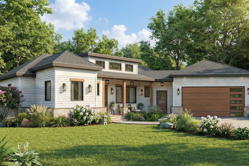Home Plan - Exterior - Front Elevation 4 for Contemporary House Plan #54-688 - 3 bed, 2 bath