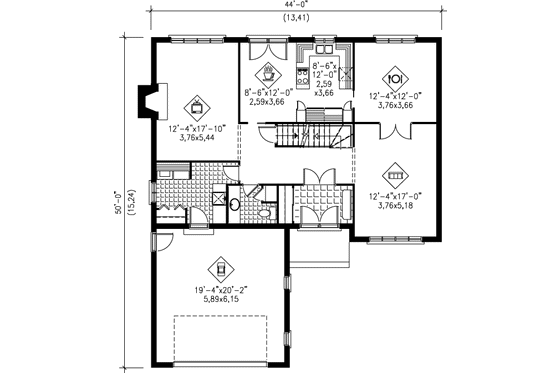 Floor Plan - Main Floor for Traditional House Plan #25-2086 - 4 bed, 2.5 bath