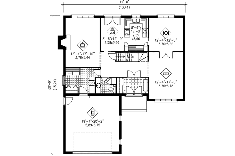 Dream House Plan - Floor Plan - Main Floor for Traditional House Plan #25-2086 - 4 bed, 2.5 bath