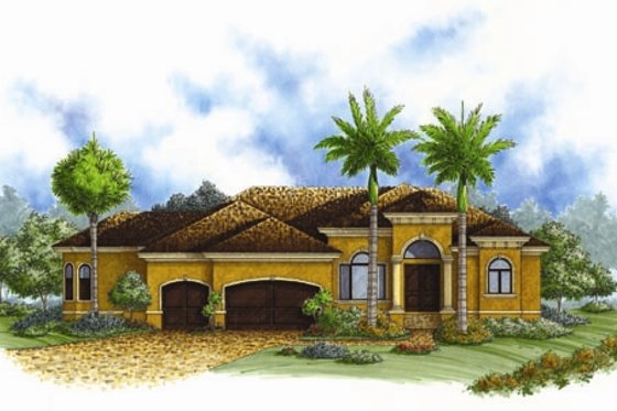 Exterior - Front Elevation for European House Plan #27-436 - 4 bed, 3 bath