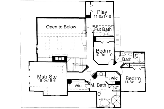Floor Plan - Upper Floor for Farmhouse House Plan #120-102 - 4 bed, 3 bath