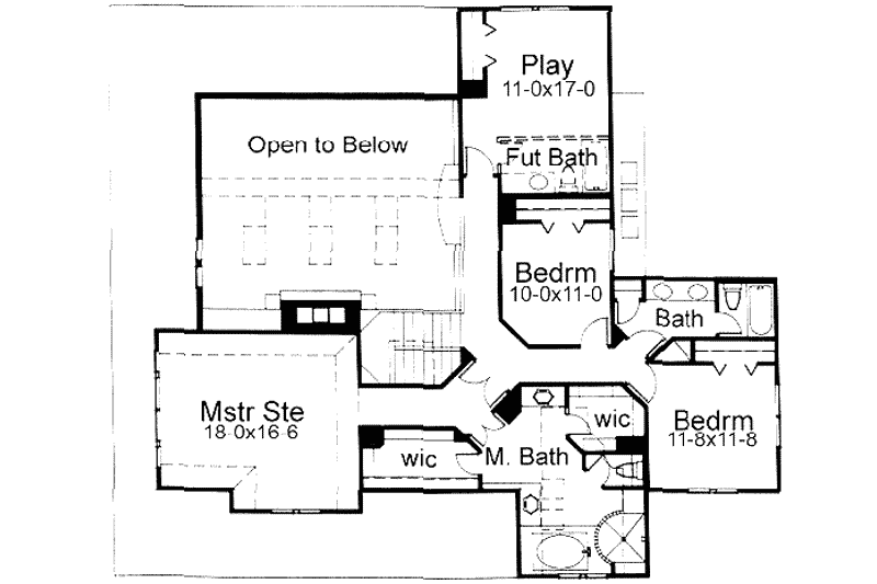 Architectural House Design - Floor Plan - Upper Floor for Farmhouse House Plan #120-102 - 4 bed, 3 bath