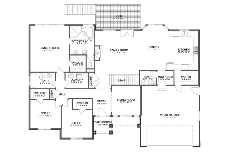 Home Plan - Floor Plan - Main Floor for Country House Plan #1060-349 - 3 bed, 2.5 bath
