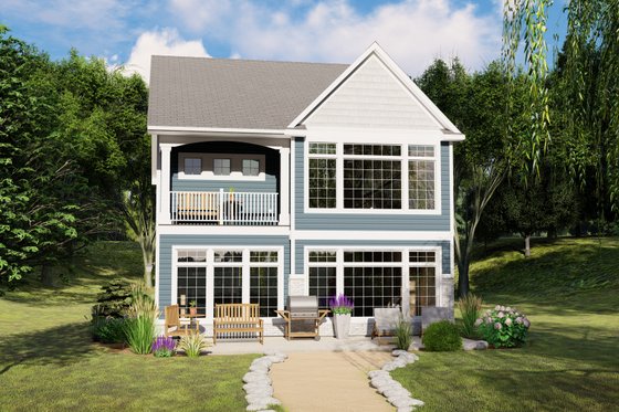 Exterior - Rear Elevation for Craftsman House Plan #1064-84 - 3 bed, 2.5 bath