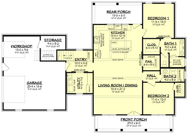 Architectural House Design - Farmhouse Floor Plan - Main Floor Plan #430-256