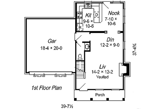 Floor Plan - Main Floor for Traditional House Plan #329-186 - 3 bed, 2.5 bath