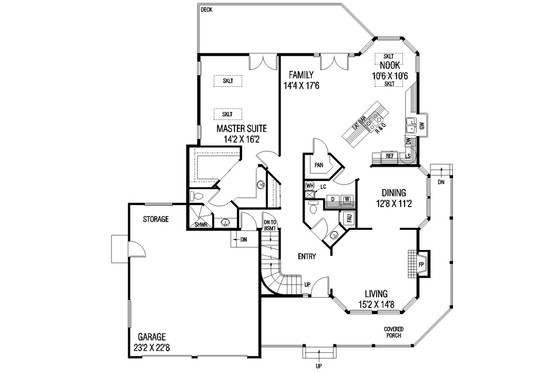 Floor Plan - Main Floor for Traditional House Plan #60-147 - 3 bed, 2.5 bath