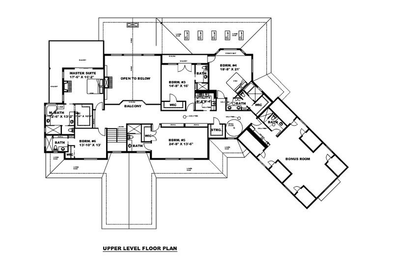 Home Plan - Floor Plan - Upper Floor for Craftsman House Plan #117-954 - 6 bed, 8.5 bath
