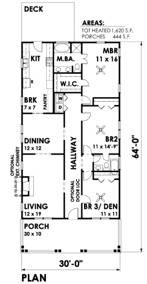 House Blueprint - Craftsman Floor Plan - Main Floor Plan #30-197