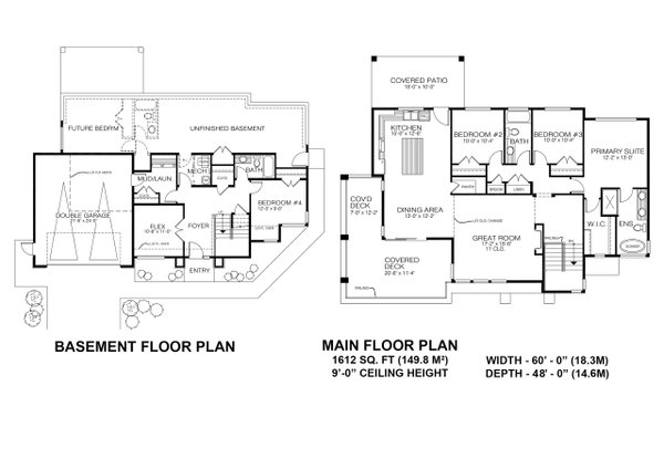 Home Plan - Floor Plan - Main Floor for Contemporary House Plan #1100-144 - 4 bed, 3 bath