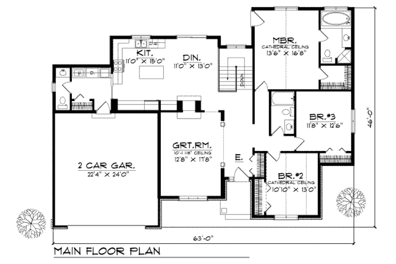 Dream House Plan - Floor Plan - Main Floor for Traditional House Plan #70-199 - 3 bed, 2.5 bath