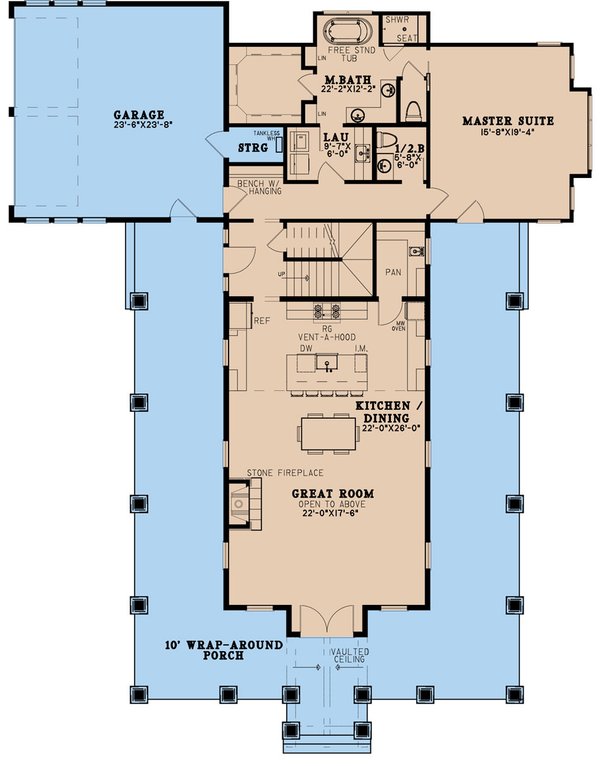 House Plan Design - Country Floor Plan - Main Floor Plan #923-231