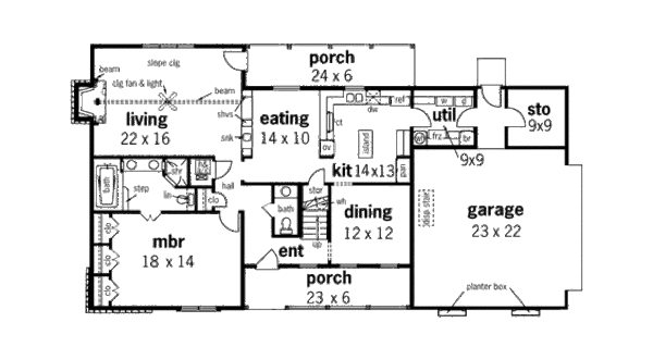 Country Floor Plan - Main Floor Plan #45-352