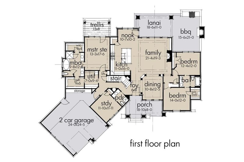Architectural House Design - Floor Plan - Main Floor for Craftsman House Plan #120-193 - 3 bed, 3 bath