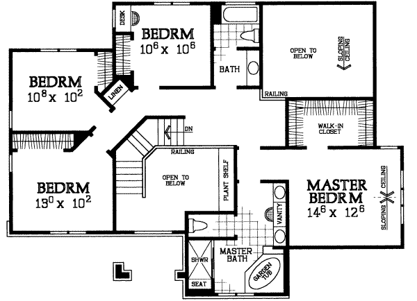 Architectural House Design - European Floor Plan - Upper Floor Plan #72-481