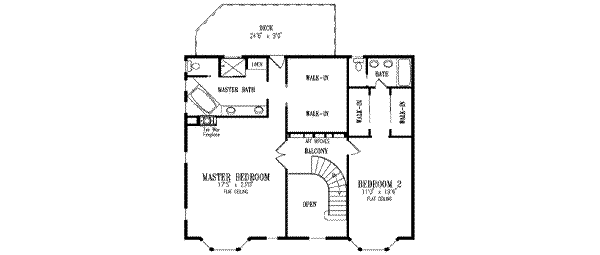 Adobe / Southwestern Floor Plan - Upper Floor Plan #1-836