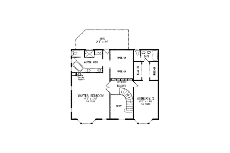 Architectural House Design - Floor Plan - Upper Floor for Adobe / Southwestern House Plan #1-836 - 5 bed, 4 bath