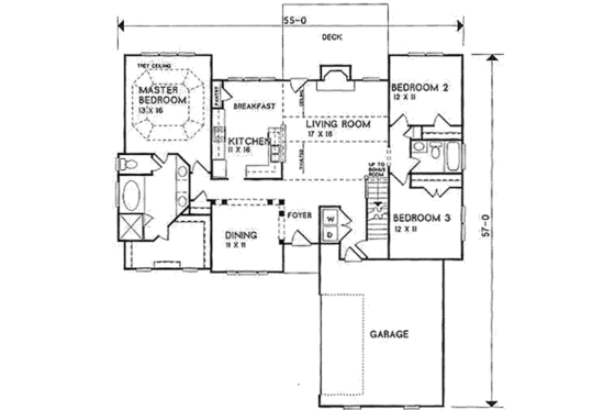 Floor Plan - Main Floor for Traditional House Plan #129-105 - 3 bed, 2 bath