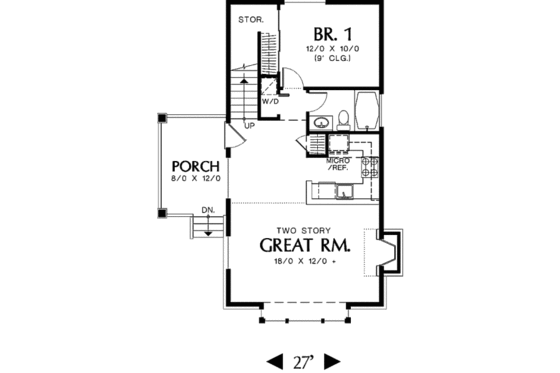 Floor Plan - Main Floor for Traditional House Plan #48-302 - 1 bed, 1 bath