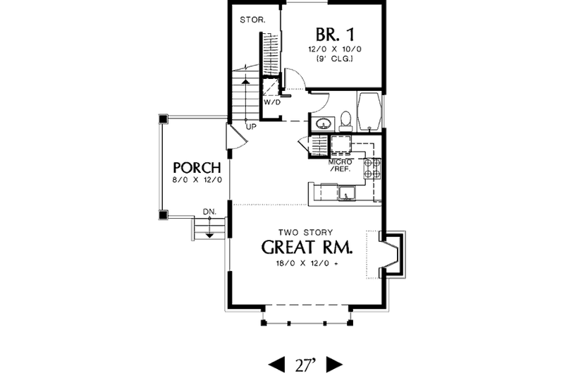 Dream House Plan - Floor Plan - Main Floor for Traditional House Plan #48-302 - 1 bed, 1 bath