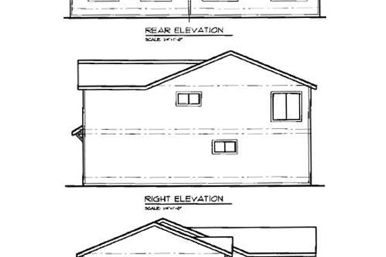 Exterior - Rear Elevation for Traditional House Plan #303-367 - 3 bed, 2 bath