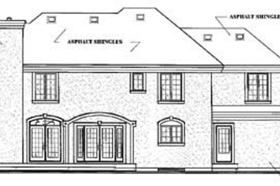 Exterior - Rear Elevation for European House Plan #23-2015 - 4 bed, 3.5 bath