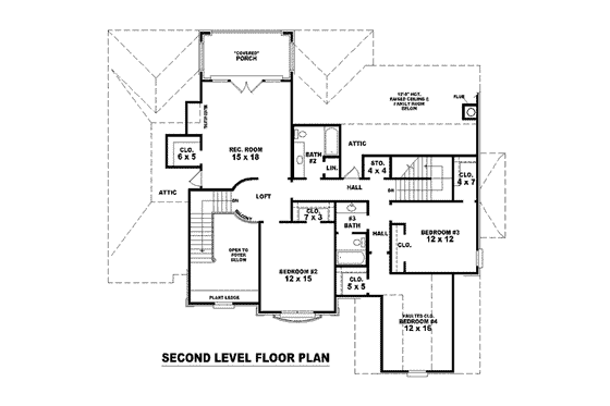 Floor Plan - Upper Floor for European House Plan #81-1601 - 4 bed, 3.5 bath