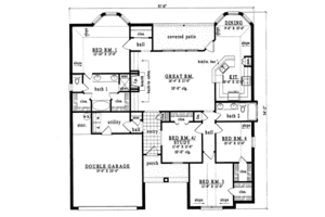 Floor Plan - Main Floor for European House Plan #42-212 - 4 bed, 2 bath