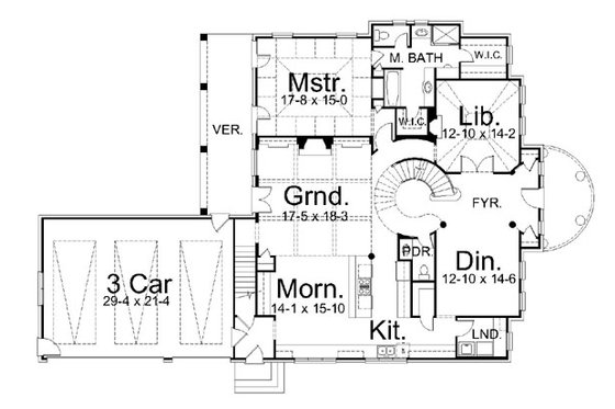 Floor Plan - Main Floor for Classical House Plan #119-253 - 5 bed, 3.5 bath