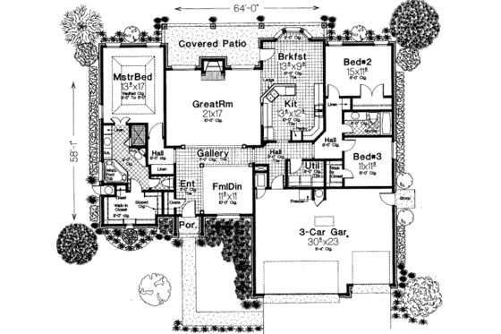 Floor Plan - Main Floor for European House Plan #310-226 - 3 bed, 2 bath