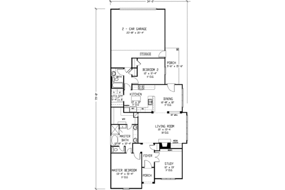 Floor Plan - Main Floor for European House Plan #410-147 - 2 bed, 2 bath