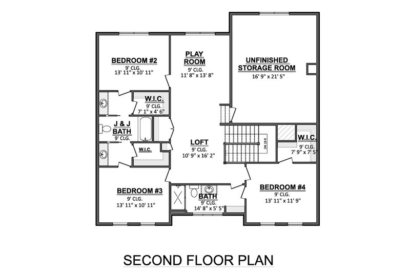 House Design - Floor Plan - Upper Floor for Farmhouse House Plan #1089-3 - 4 bed, 4 bath