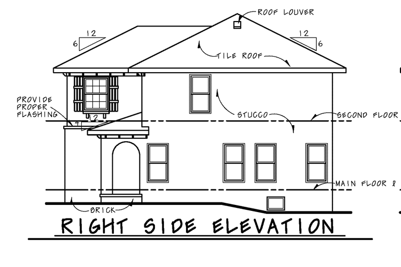 Architectural House Design - Exterior - Other Elevation 1 for Mediterranean House Plan #20-2599 - 4 bed, 2.5 bath