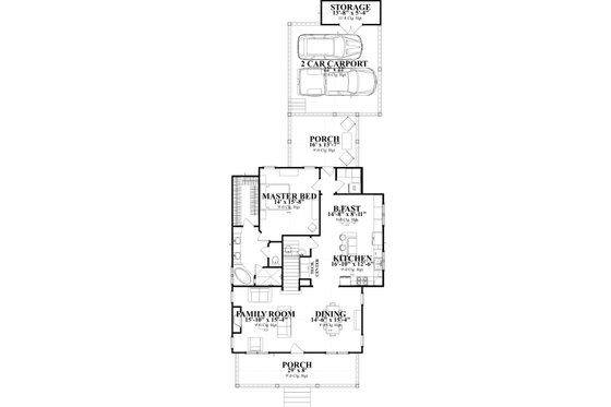 Floor Plan - Main Floor for Traditional House Plan #63-374 - 4 bed, 3 bath
