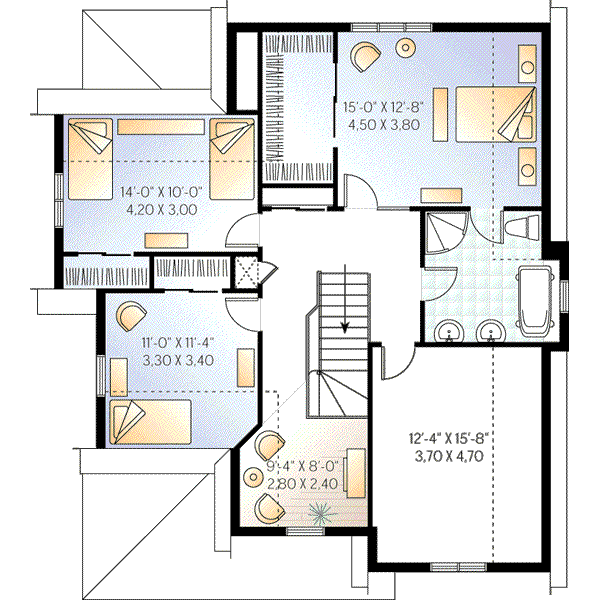 Architectural House Design - European Floor Plan - Upper Floor Plan #23-335