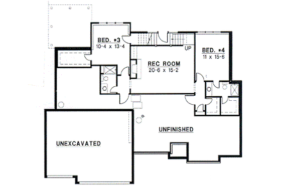 Floor Plan - Lower Floor for Traditional House Plan #67-329 - 4 bed, 4 bath